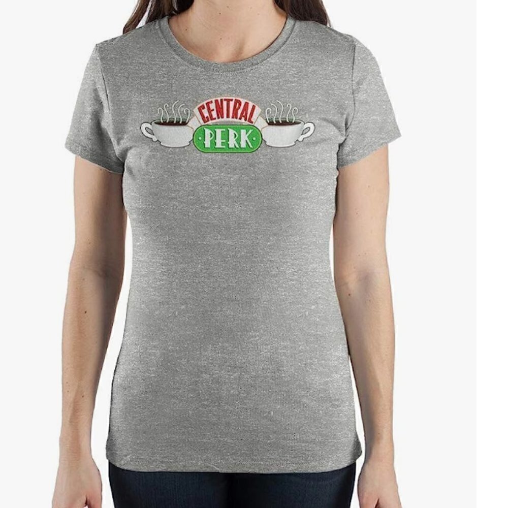 Friends Women's Size Small T-Shirt Central‎ Perk Grey Short Sleeve Crewneck